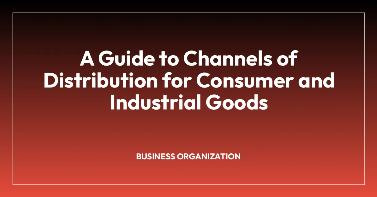 A Guide to Channels of Distribution for Consumer and Industrial Goods