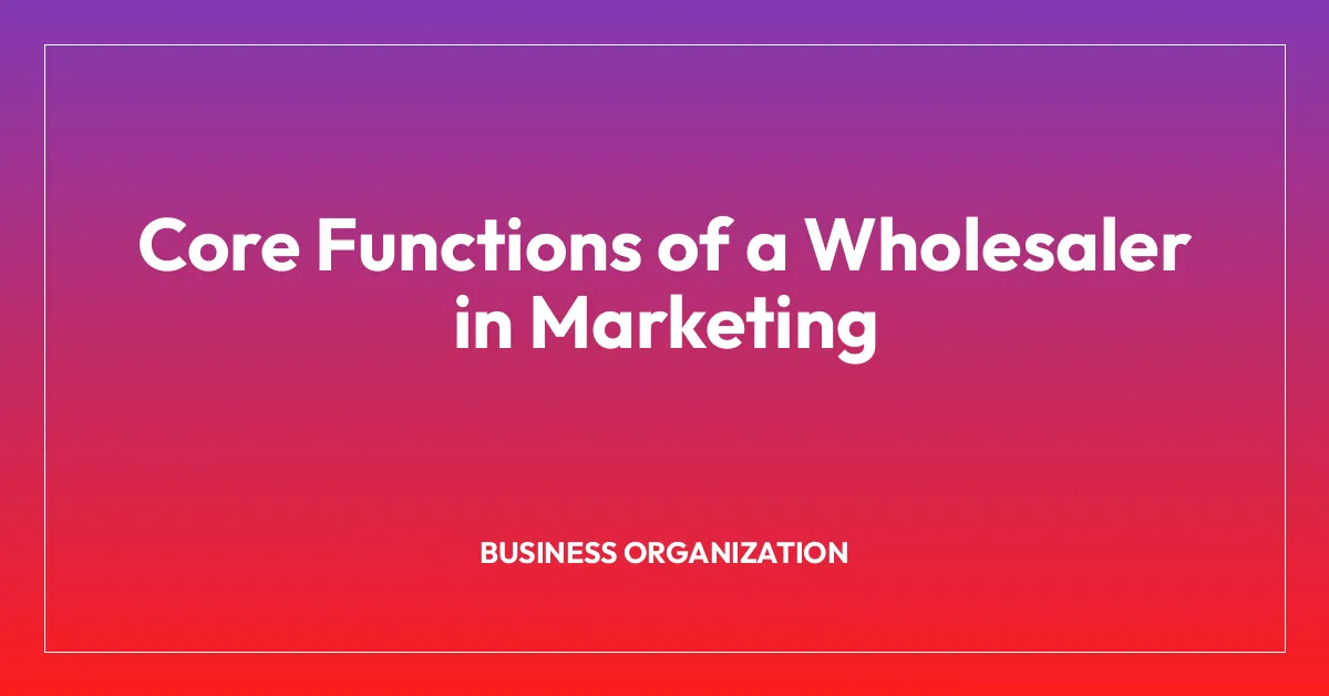 Core Functions of a Wholesaler in Marketing
