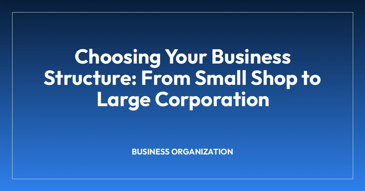 Choosing Your Business Structure: From Small Shop to Large Corporation