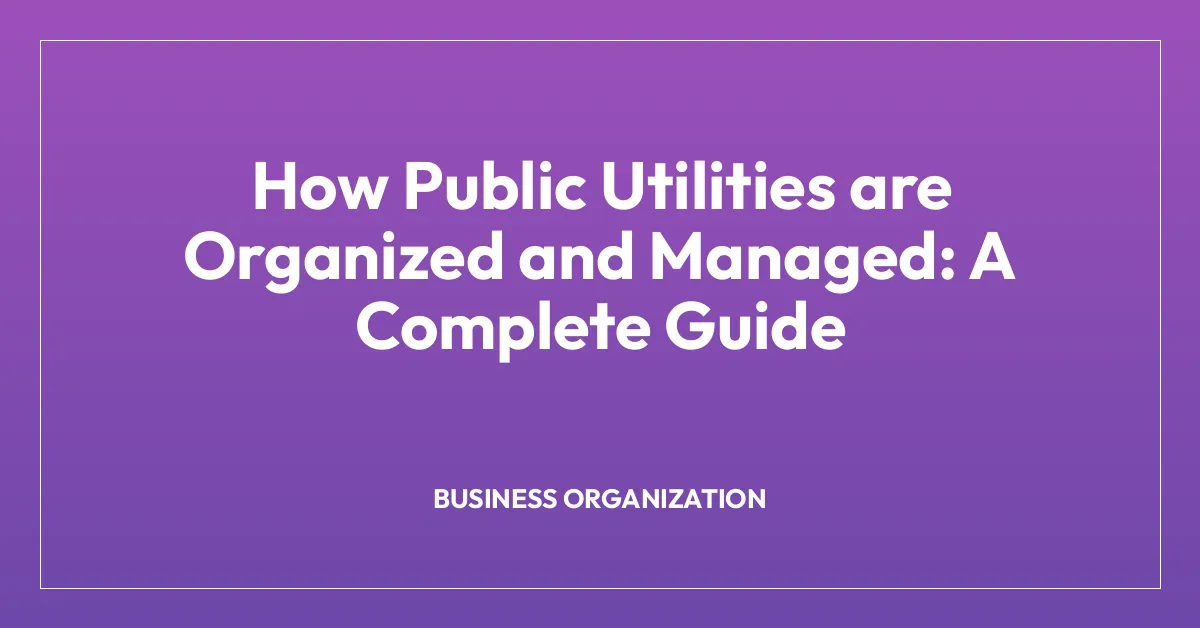How Public Utilities are Organized and Managed: A Complete Guide