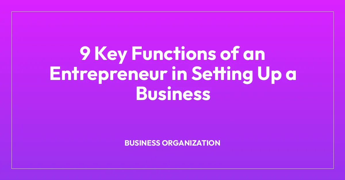9 Key Functions of an Entrepreneur in Setting Up a Business