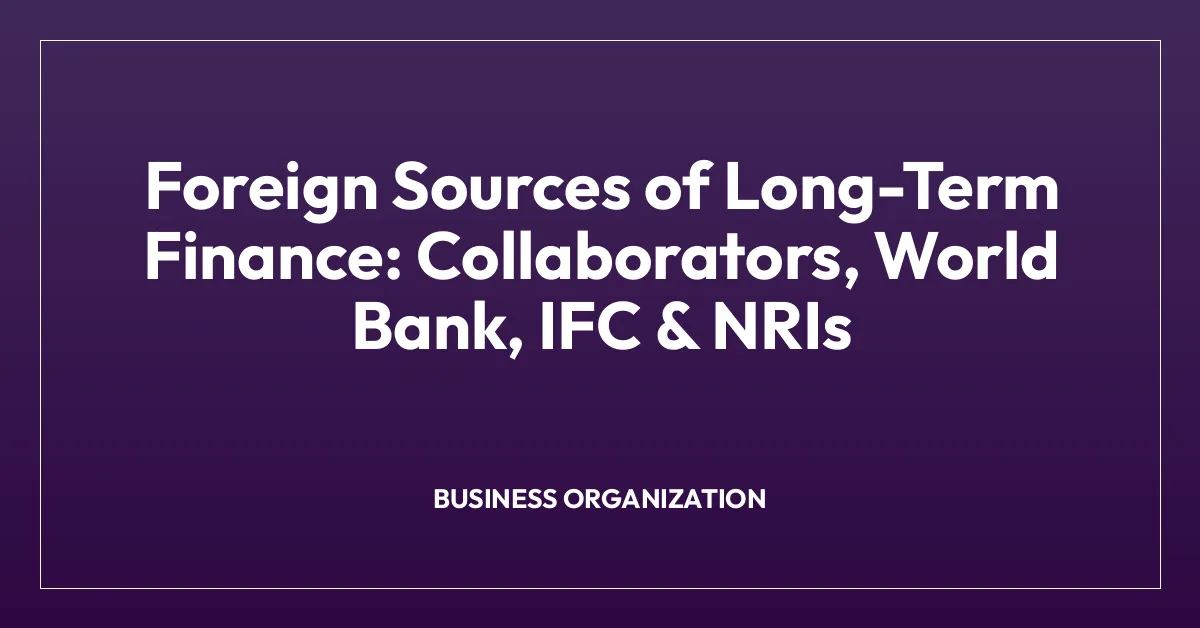 Foreign Sources of Long-Term Finance: Collaborators, World Bank, IFC & NRIs